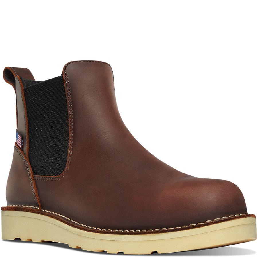 Men's Danner Bull Run Chelsea Boots Brown | CA4869EX