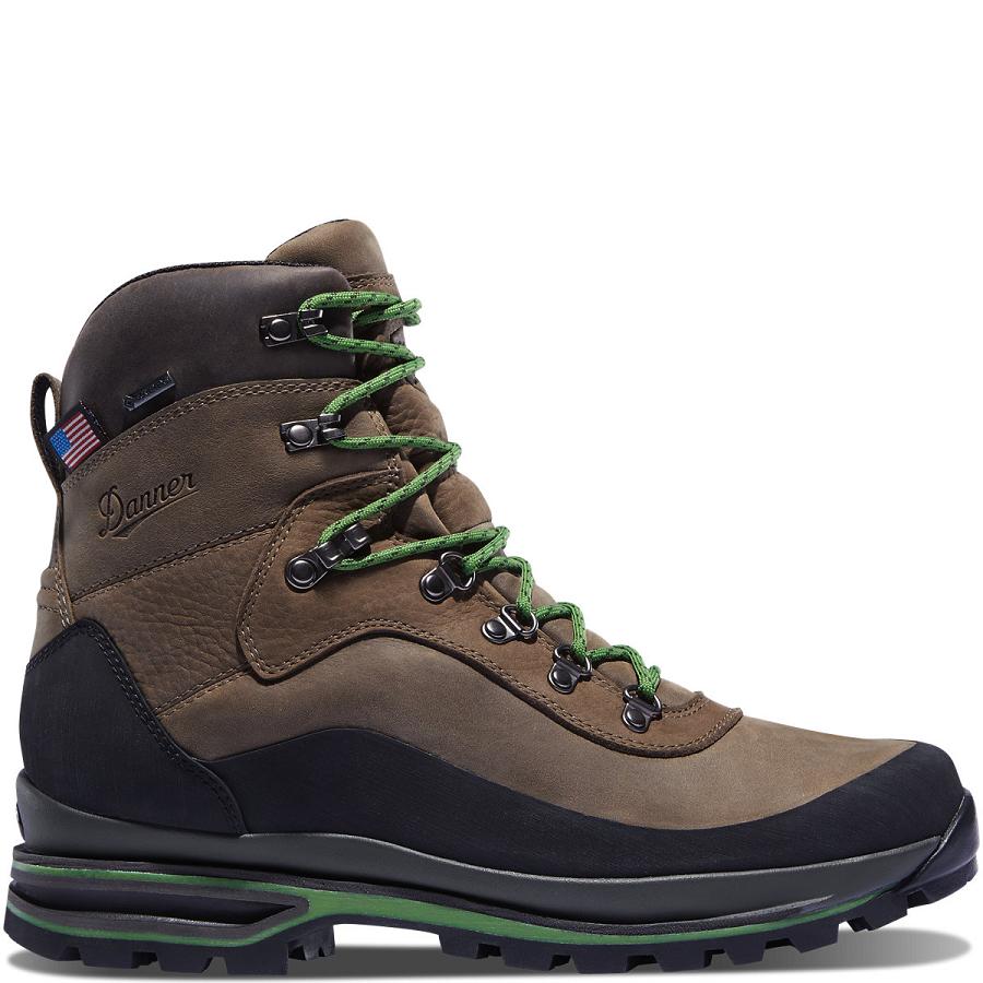 Men\'s Danner Crag Rat USA Hiking Boots Brown / Green | CA4857GL