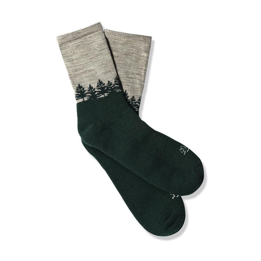 Men\'s Danner Merino Midweight Hiking Socks 3/4 Crew Socks Green / Grey | CA4948NB