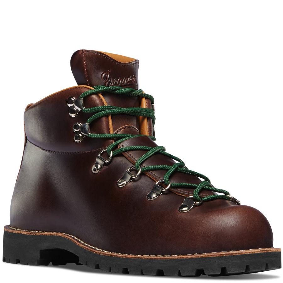 Men's Danner Mountain Trail Work Boots Burgundy | CA4881HK