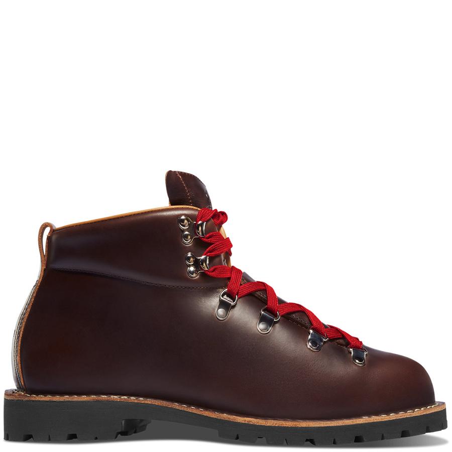 Men\'s Danner Mountain Trail Work Boots Burgundy | CA4881HK