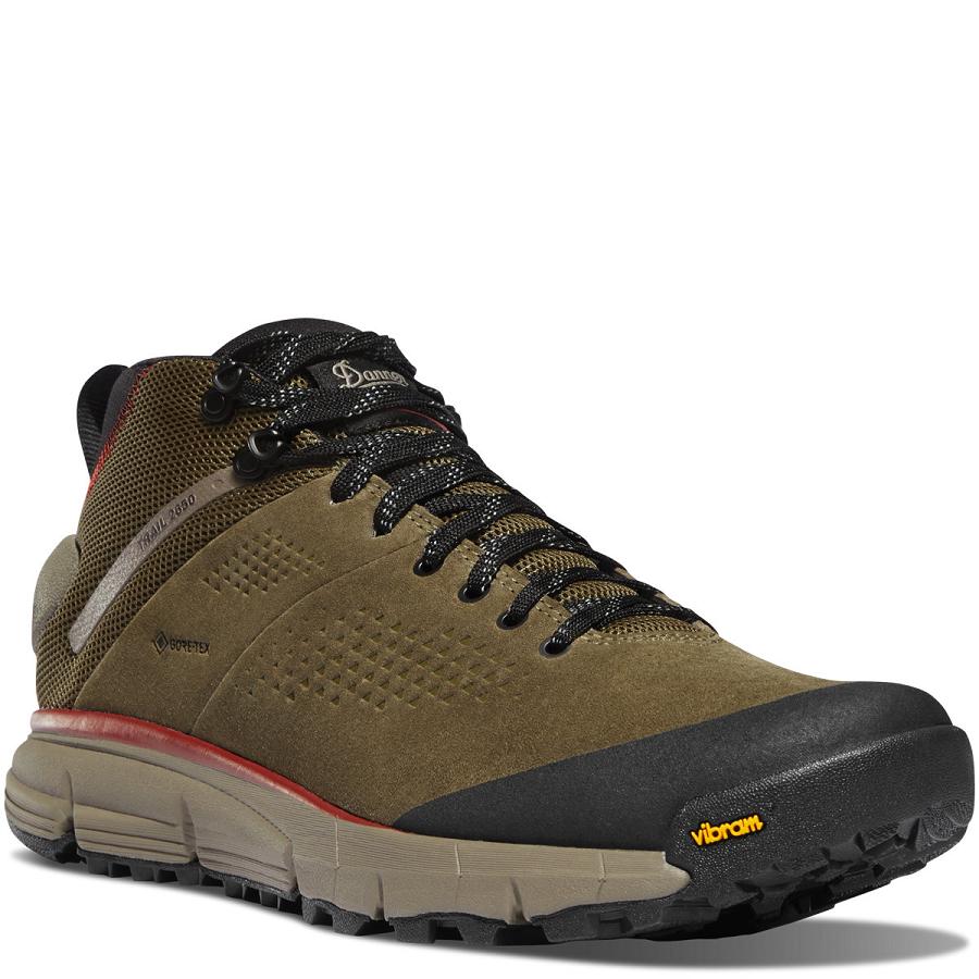 Men's Danner Trail 2650 GTX Mid Hiking Boots Olive | CA4791YU