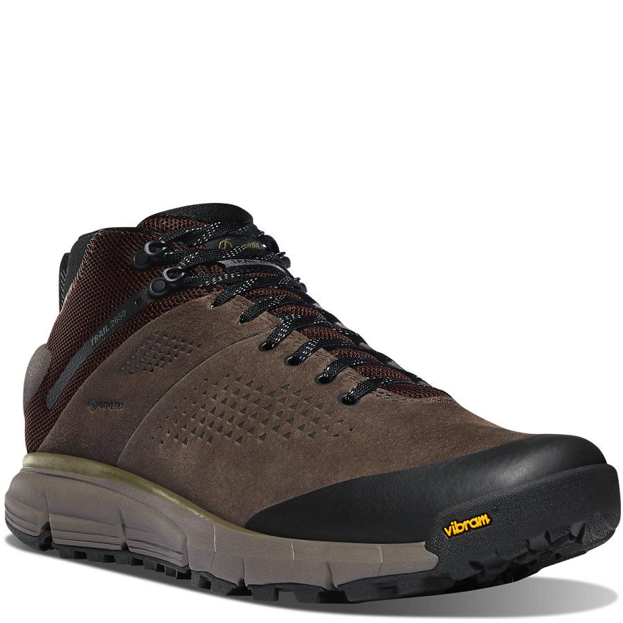 Men's Danner Trail 2650 GTX Mid Shoes Brown / Green | CA4673DN