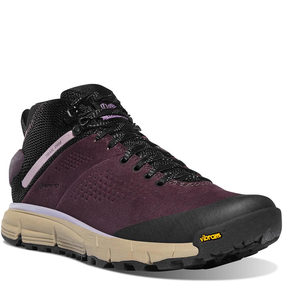 Women's Danner Trail 2650 GTX Mid Boots Black / Purple | CA4484QZ